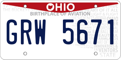 OH license plate GRW5671