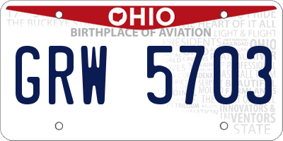 OH license plate GRW5703