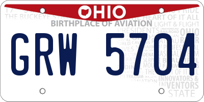 OH license plate GRW5704