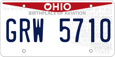OH license plate GRW5710