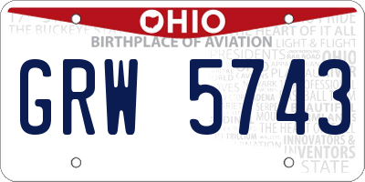 OH license plate GRW5743