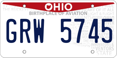 OH license plate GRW5745