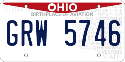 OH license plate GRW5746