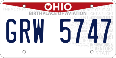 OH license plate GRW5747