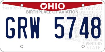 OH license plate GRW5748
