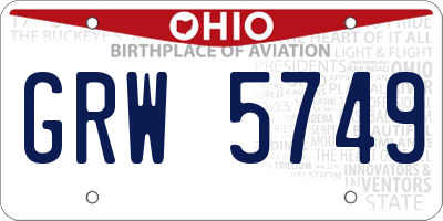 OH license plate GRW5749