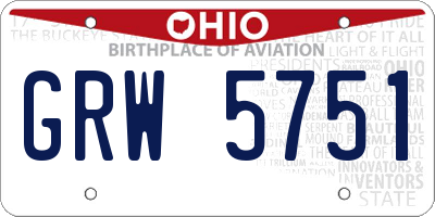 OH license plate GRW5751