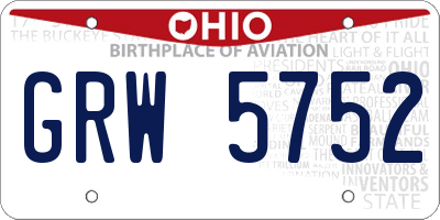 OH license plate GRW5752