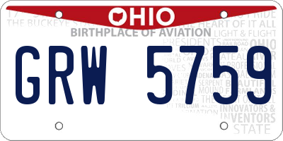 OH license plate GRW5759