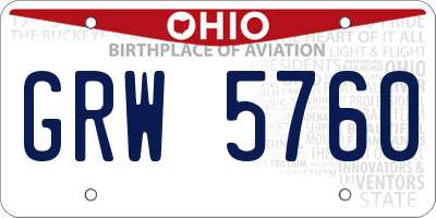 OH license plate GRW5760