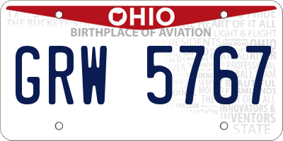 OH license plate GRW5767