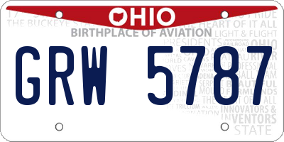 OH license plate GRW5787