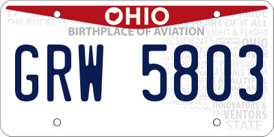 OH license plate GRW5803