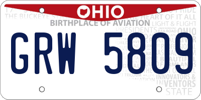 OH license plate GRW5809