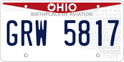 OH license plate GRW5817