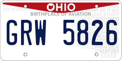 OH license plate GRW5826