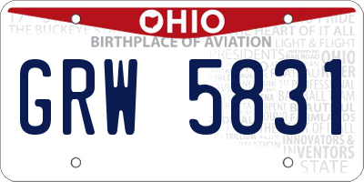 OH license plate GRW5831