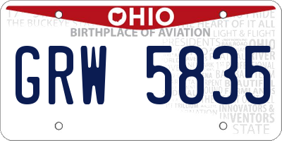 OH license plate GRW5835