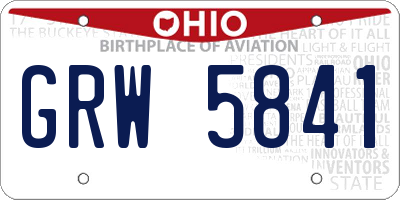 OH license plate GRW5841