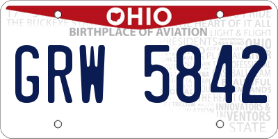 OH license plate GRW5842