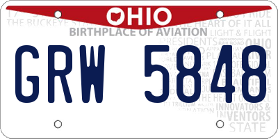 OH license plate GRW5848