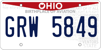 OH license plate GRW5849