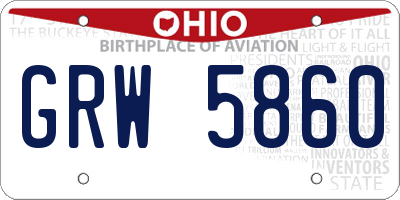 OH license plate GRW5860