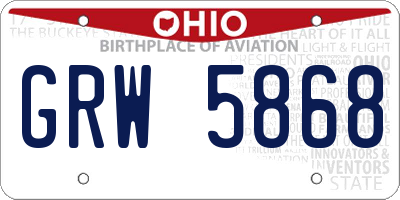 OH license plate GRW5868