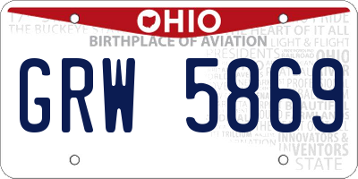 OH license plate GRW5869