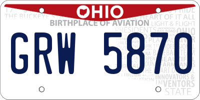OH license plate GRW5870