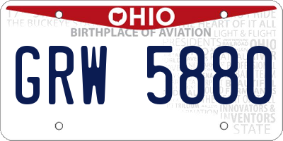 OH license plate GRW5880
