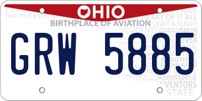 OH license plate GRW5885