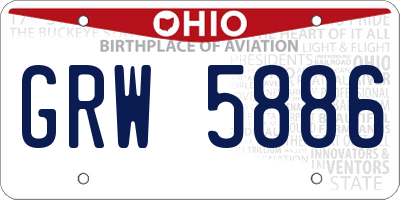 OH license plate GRW5886