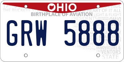 OH license plate GRW5888