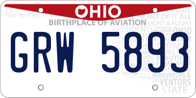 OH license plate GRW5893