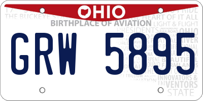OH license plate GRW5895