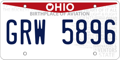 OH license plate GRW5896