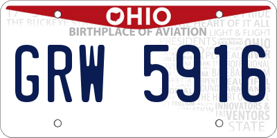 OH license plate GRW5916