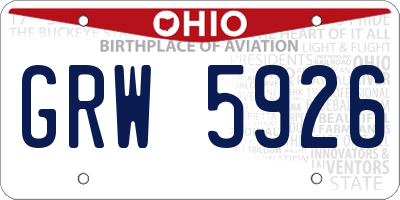 OH license plate GRW5926