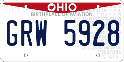 OH license plate GRW5928