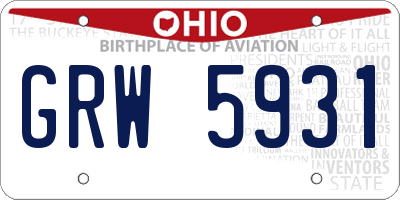 OH license plate GRW5931