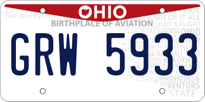 OH license plate GRW5933