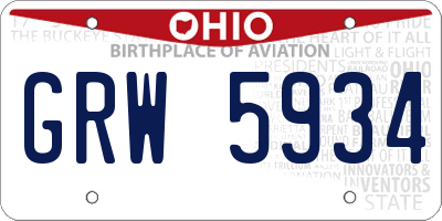 OH license plate GRW5934