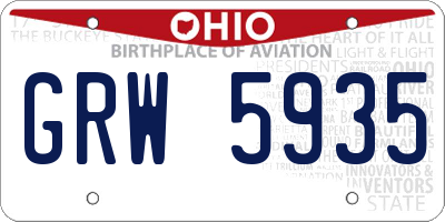 OH license plate GRW5935