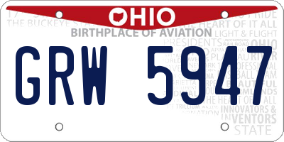 OH license plate GRW5947