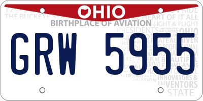 OH license plate GRW5955