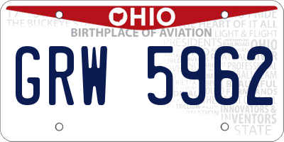 OH license plate GRW5962