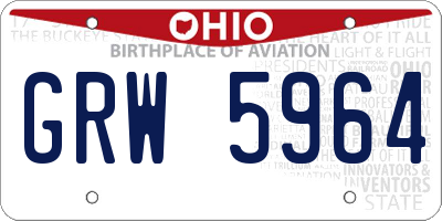 OH license plate GRW5964