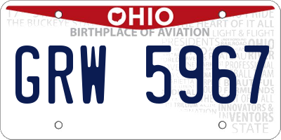 OH license plate GRW5967