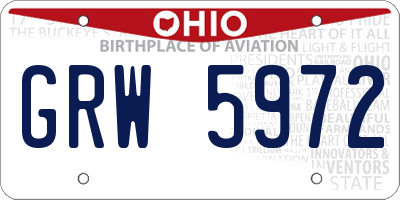 OH license plate GRW5972
